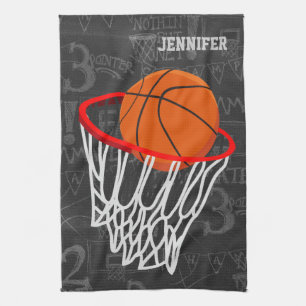 Persoonlijk Chalkboard Basketball en Hoop Theedoek