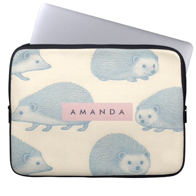 Persoonlijk Charmant Egel Patroon Laptop Sleeve (Voorkant)