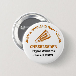 Persoonlijk Cheerleader Oranje Hoge School Ronde Button 5,7 Cm