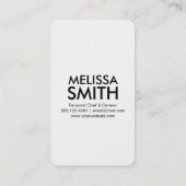 persoonlijk chef-kok catering minimalistisch chic  visitekaartje (Achterkant)