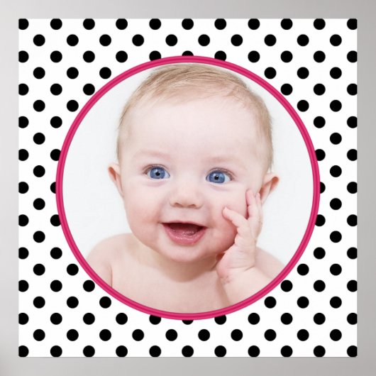 Persoonlijk Chic Polka Dot Baby Foto Poster (Voorkant)