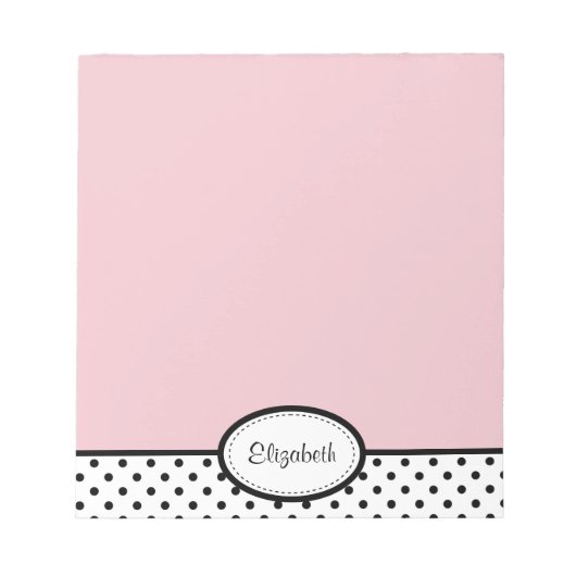 Persoonlijk Chic Polka Dot PInk Notitieblok (Voorkant)