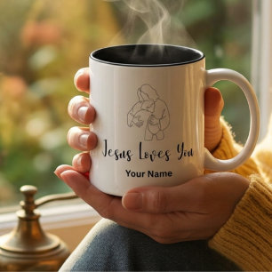 Persoonlijk christelijk geloof inspirerend cadeau tweekleurige koffiemok