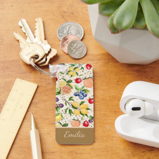 Persoonlijk citrus Bruin en beige patroon Sleutelhanger