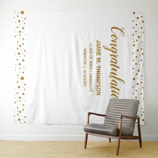 Persoonlijk Confetti Gefeliciteerd Geslaagd Afgest Wandkleed (In Situ (horizontaal))