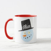 Persoonlijk coole, koele sneeuwpop die rood wordt mok (Links)