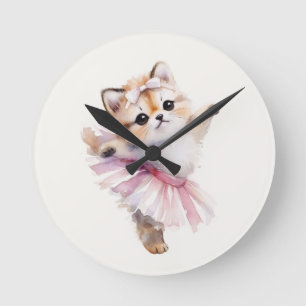 Persoonlijk Cute Cat Ballerina Kinderkamer Deur Bo Ronde Klok