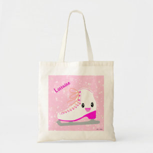 Persoonlijk Cute Ice Schaats Kawaii Roze Skating Tote Bag