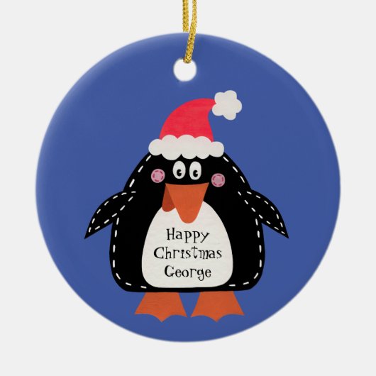 Persoonlijk Cute Penguin Keramisch Ornament (Voorkant)
