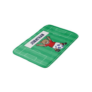 Persoonlijk Cute Soccer Teddy Bear (rood) Badmat