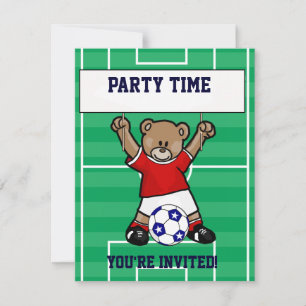 Persoonlijk Cute Soccer Teddy Bear (rood) Kaart