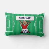 Persoonlijk Cute Soccer Teddy Bear (rood) Kussen (Achterkant)