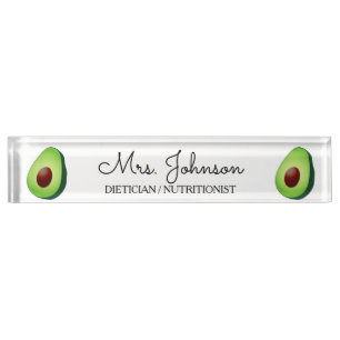 Persoonlijk diëticien voedingsdeskundige avocado naambordje