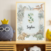 Persoonlijk dinosaurusnaammonogram S-kinderkamer Poster