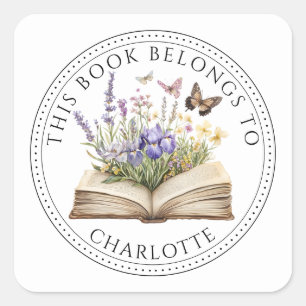 Persoonlijk Dit Boek Hoort Bij Bloem Boek Vierkante Sticker