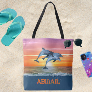 Persoonlijk dolfijn oceaan strand cadeau voor haar draagtas