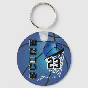 Persoonlijk donkerblauw Basketball Sleutelhanger