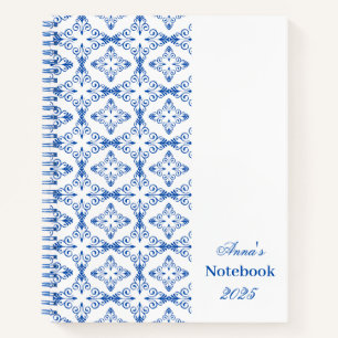 Persoonlijk donkerblauw bloemmotief vector notitie notitieboek