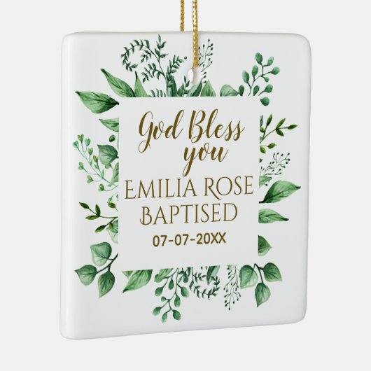 Persoonlijk Doopcadeau God Zegen Je Naam Datum Keramisch Ornament (Rechts)