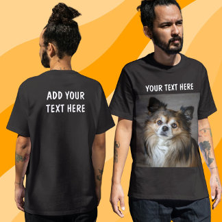 Persoonlijk dubbelzijdig foto- en tekstontwerp  t-shirt