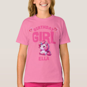 Persoonlijk Eenhoorn Verjaardagsmeisje T-Shirt