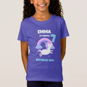 Persoonlijk Eenhoorn Verjaardagsmeisje T-Shirt