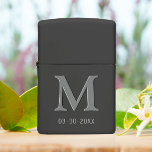 Persoonlijk eenvoudig elegant grijs monogram op zw