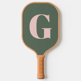 Persoonlijk Eenvoudig Krachtig Monogram Roze en Gr Pickleball Paddle