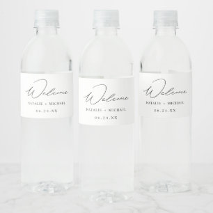 Persoonlijk Eenvoudig Minimalistisch Calligrafie W Waterfles Etiket