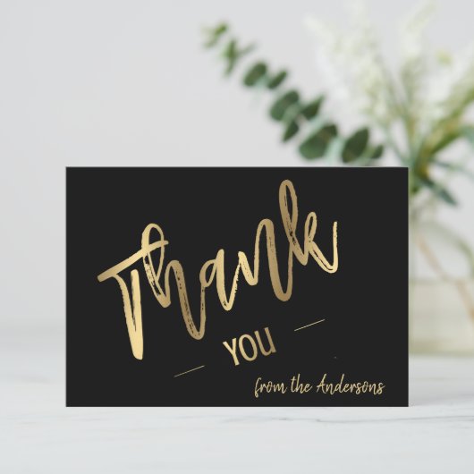Persoonlijk eenvoudig script gouden bedankje bedankkaart (Staand voorkant)