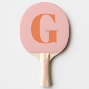 Persoonlijk eenvoudige vette monogram roze en oran tafeltennisbatje