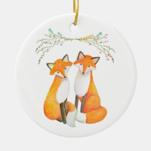 Persoonlijk Eerste Kerstfeest Together Fox Couple Keramisch Ornament
