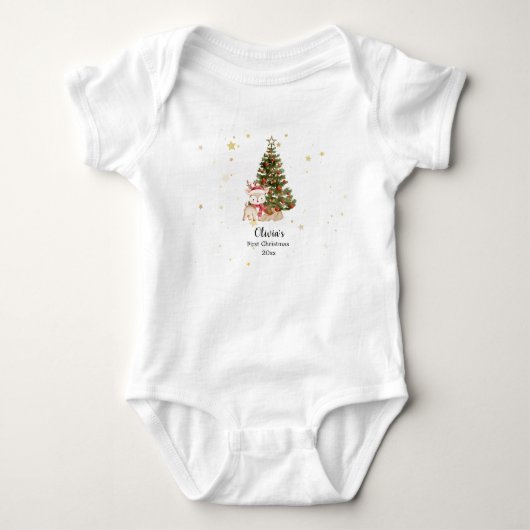 Persoonlijk eerste kerstkussen voor baby's romper (Voorkant)