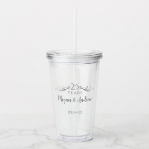 Persoonlijk Elegant 25-jarig Huwelijksjubileum Acryl Drinkbeker