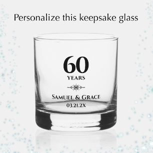 Persoonlijk Elegant 60e Diamanten Trouwdag Cadeau Whisky Glas
