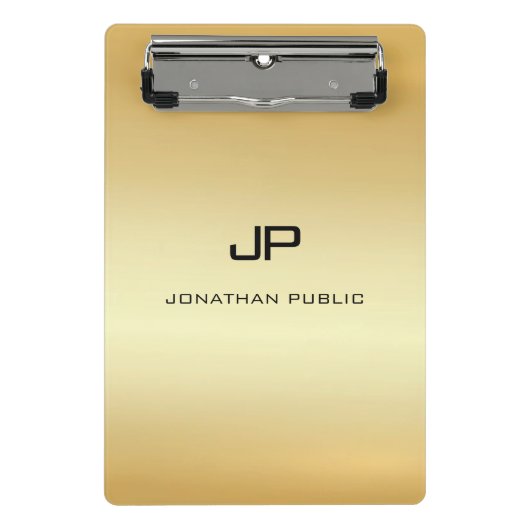 Persoonlijk Elegant Faux Gold Modern Monogram Mini Klembord (Voorkant)