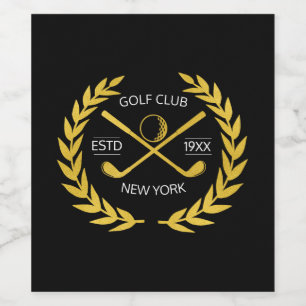 Persoonlijk Elegant Golf Club Gold Wreath Wijn Etiket