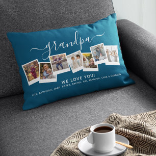 Persoonlijk Elegant Grandpa Photo Collage Blue Kussen
