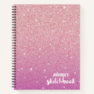  Persoonlijk Elegant Roze Glitter Sketchbook Notitieboek