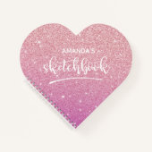 Persoonlijk Elegant Roze Glitter Sketchbook Notitieboek (Voorkant)
