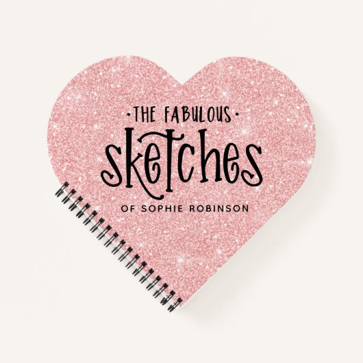 Persoonlijk Elegant Roze Glitter Sketchbook Notitieboek (Voorkant)