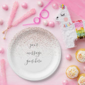 Persoonlijk Elegant Schrift Roze Gouden Glitter Papieren Bordje (Feest)