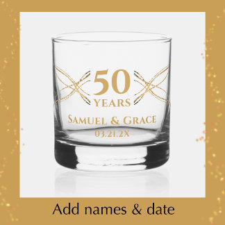 Persoonlijk Elege Gouden 50ste Verjaardagscadeau Whisky Glas