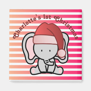 Persoonlijk Elephant 1-e kerstbaby Girl Magneet
