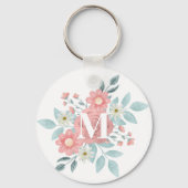 Persoonlijk Ellegant Waterverf Bloem Monogram Sleutelhanger (Achterkant)