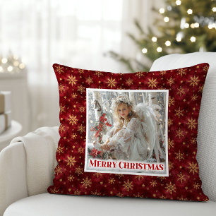 Persoonlijk engel rood goud kinderkado kerst  kussen
