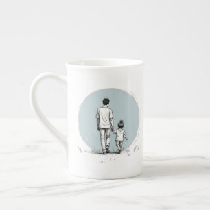 Persoonlijk EST Jaar Vader & Dochter Minimalistisc Porselein Kop
