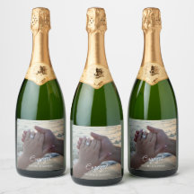 Persoonlijk etikett voor fles bruisende wijn met f