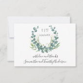 Persoonlijk Eucalyptus Script Bruiloft Monogram Bedankkaart (Voorkant)