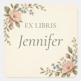 Persoonlijk Ex Libris Bloem Boeklabel Vierkante Sticker